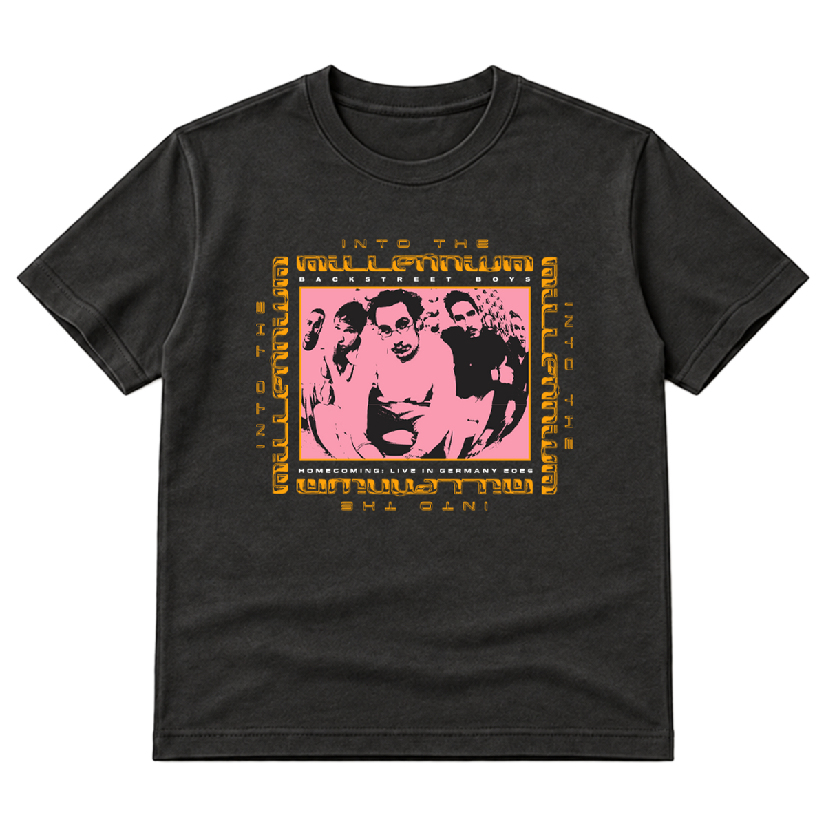 Into The Millennium Pink Square Black Tee